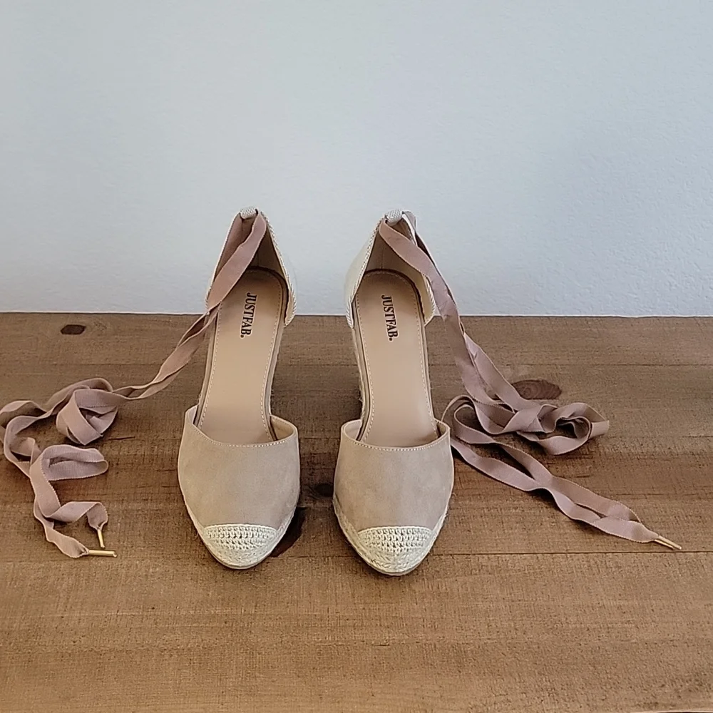 JustFab Nicoletta Espadrille Wedge - Wide Width 7 - Picture 1 of 8